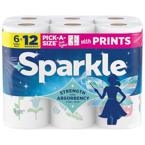 Sparkle Pick-A-Size Paper Towels Spirited Print 6 Double Rolls