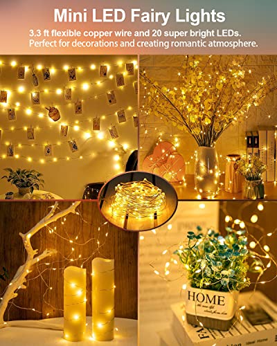 HOBAYS 20 Pack Battery Operated Fairy Lights 3.3ft Warm White LED