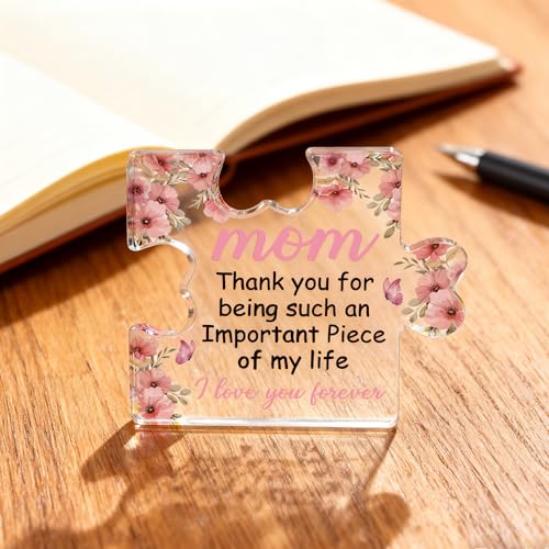 Personalized Mom Christmas Gift Acrylic Puzzle Decor from Daughter Son