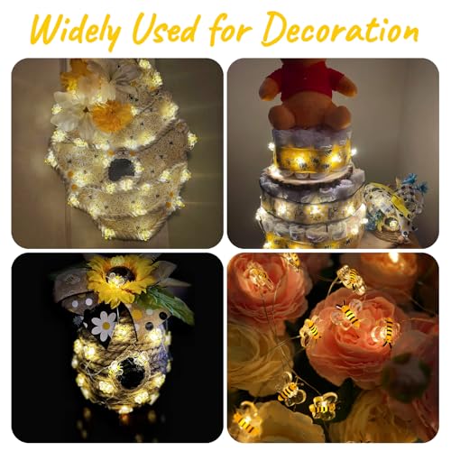Bee Decor String Lights 10Ft 30 LEDs Battery Operated Copper Wire