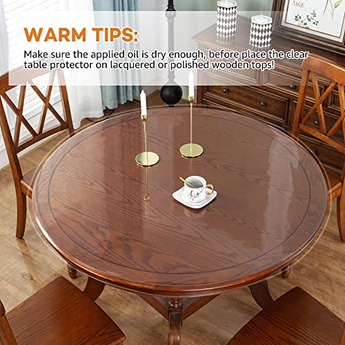 60-Inch Round Clear PVC Table Protector - 1.5mm Thick Heavy Duty Table Cover