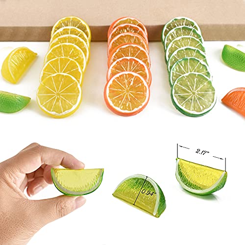 Artificial Lime Wedge Slices - 10 Pcs Decorative Fruit Props