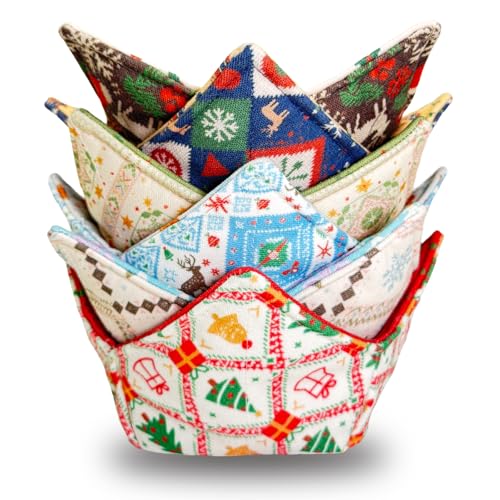 Microwavable Cotton Bowl Cozies Set of 6 - Heat-Resistant Hot Bowl Holders