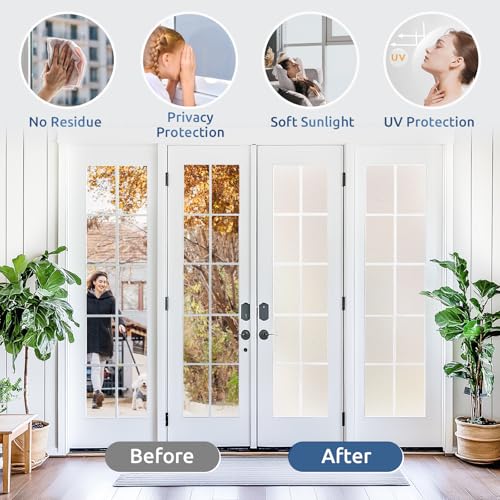 Frosted Window Privacy Film, 17.5" x 78.7", UV Blocking