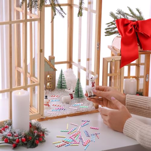 60pcs Christmas Candy Cane Ornaments Mini Plastic Decorations for Tree & Crafts