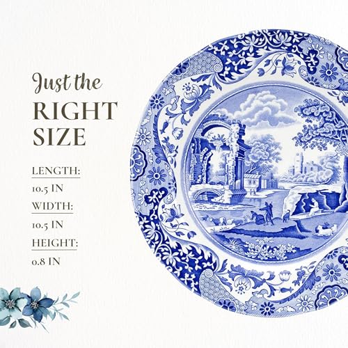 Spode Blue Italian Dinner Plates Set of 4 - Blue/White, 10.5 Inch, Heritage Design