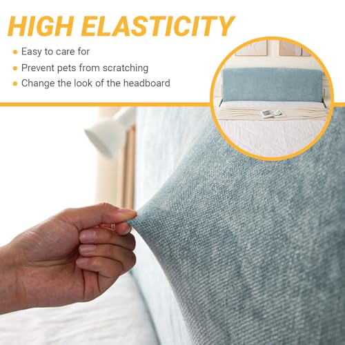 Chenille Bed Headboard Cover - Stretch Velvet Protector for King & Queen Size