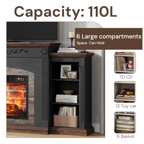 72" Electric Fireplace with Mantel, TV Stand for TVs Up to 80",