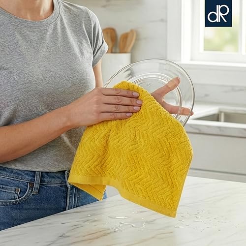 100% Cotton Kitchen Towels 15x25 Inch - Absorbent Dishcloth Set of 4