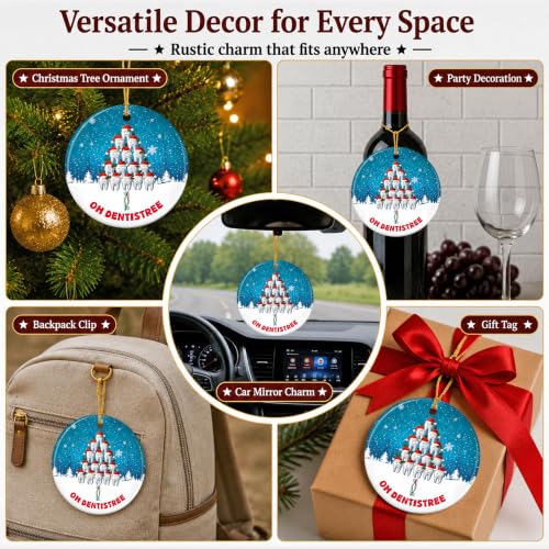 Dentist Tooth Tree Christmas Ornament – 2.9in Ceramic Dental Holiday Keepsake