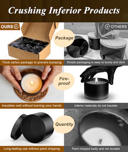 8oz Black Candle Tins with Lids - Heavy-Duty Metal Containers (10PCS)
