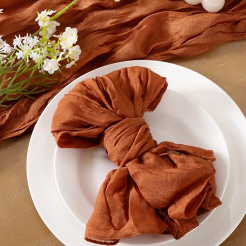 Socomi Terracotta 21x21 Inch Washable Cheesecloth Napkins Set of 24 for Wedding & Home Decor