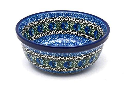 Polish Pottery Bowl - Salad - Peacock Feather
