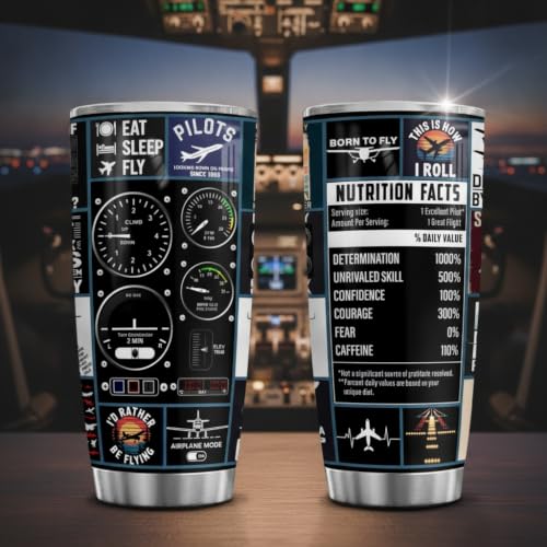 Pilot Tumbler 20 oz - Aviation Gift for Men | FROOBLEQUIRK Variation: Pilot
