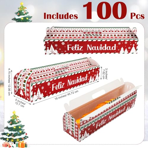 Christmas Ham Bread Boxes 100 Pack - Feliz Navidad Holiday Bakery Packaging