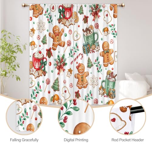 Mitpok Gingerbread Christmas Curtains 52W x 84L, Pack of 2