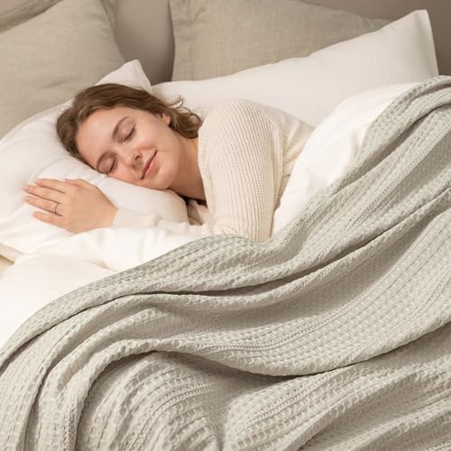 Lightweight Waffle Weave Blanket Queen Size 90"x90" - Soft Summer Blanket