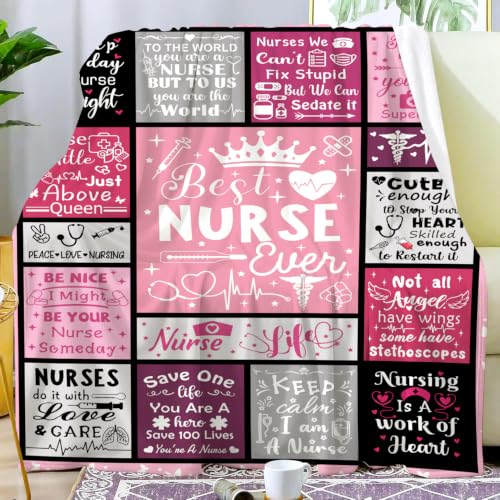 Nurse Gifts Throw Blanket 80x60 Inches for Nurses Appreciation Nurse's Day Graduation Christmas IDOUBEL