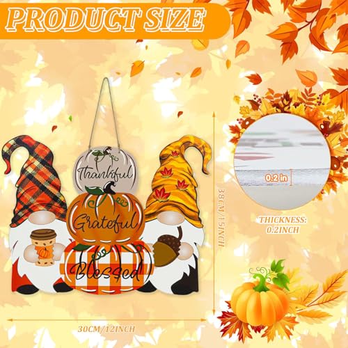 Reversible Thanksgiving & Christmas Door Sign Gnome Welcome Wall Decor