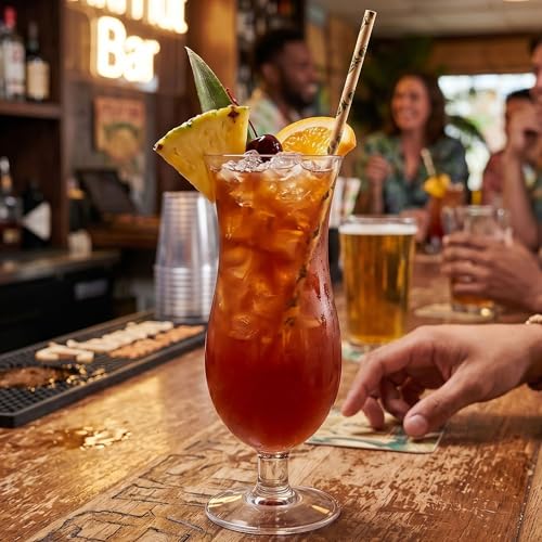 TrueCraftware 24 oz Hurricane Glass Polycarbonate Clear Drinkware for Cocktails & Beverages
