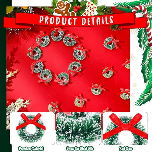 100 Mini Christmas Wreaths, Miniature Artificial Xmas Tree Ornaments