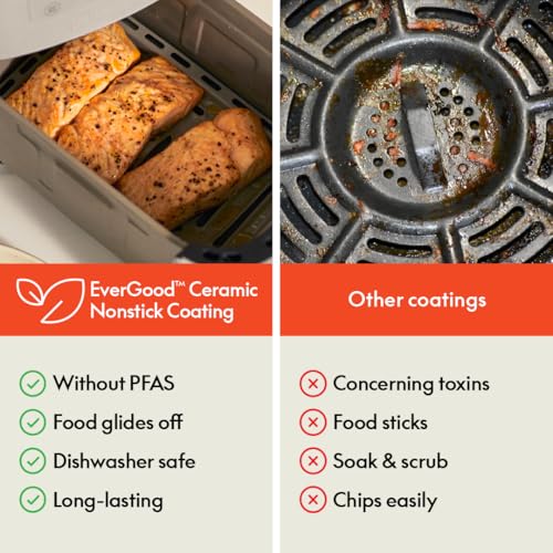 Slim 4-Quart Air Fryer with Non-Toxic Ceramic Nonstick Coating, Oatmilk