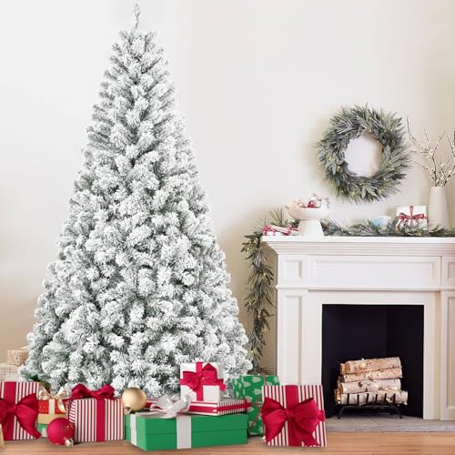 4FT Flocked Artificial Christmas Tree with Snowy Look, Unlit, Premium PVC Branches, Metal Stand for Indoor Holiday Decor