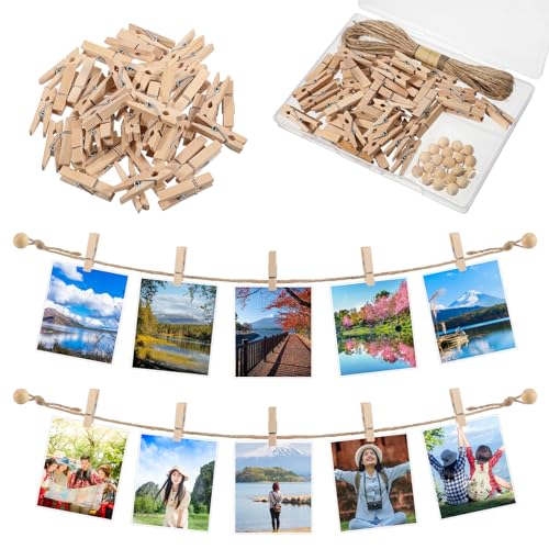 Boho Photo Hanging Display String with 50 Clips - 32.8 Ft Wall Decor