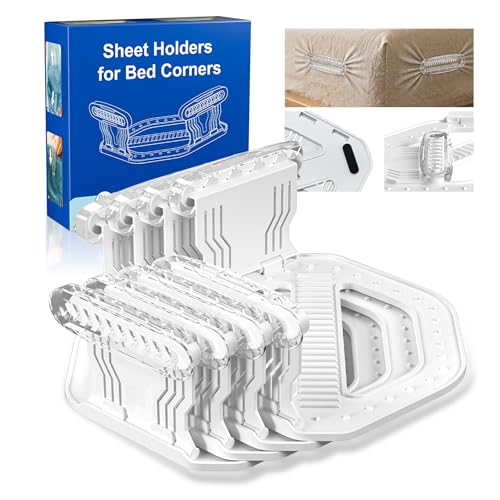 Bed Sheet Holders with Anti-Slip Clips - 4 Pack for All Mattress Sizes