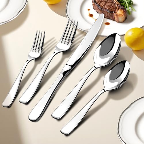 40-Piece 18/10 Stainless Steel Silverware Set for 8, Mirror Polished