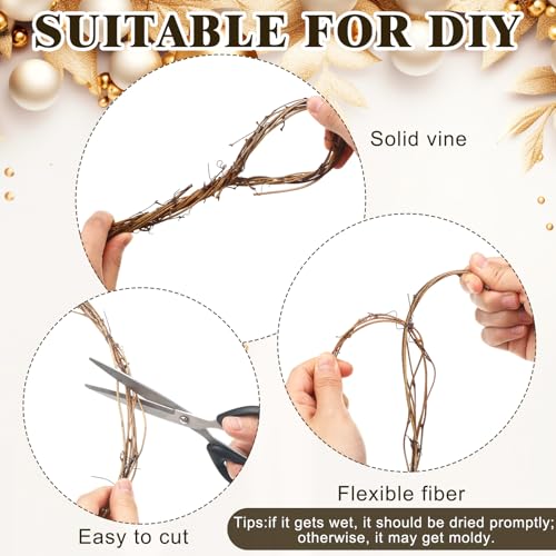Janinka 6 Pcs 15ft Grapevine Garland Natural Twig Wreath for Craft (6 Pack)
