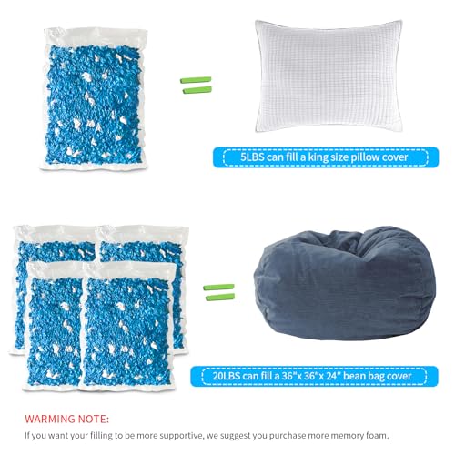 10lbs Shredded Gel Memory Foam Filling for Bean Bags, Pillows, and Cushions