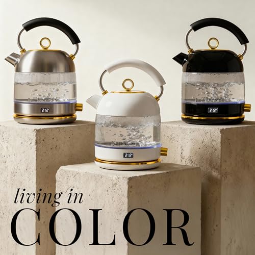Electric Kettle with Temperature Control, 1500W Fast Boil Glass Tea Kettle