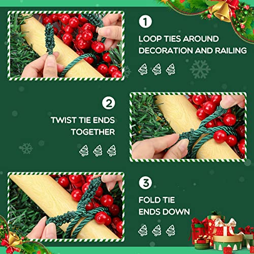 Zhengmy 50 Pcs 20in Christmas Garland Tie - Green, Nylon with Hidden Wire