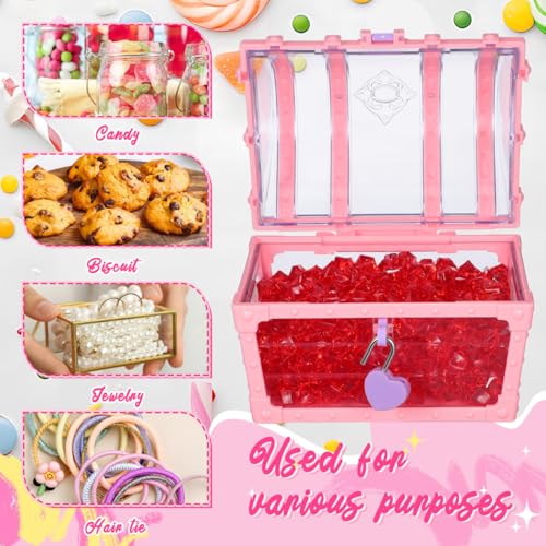 5.5-Inch Diamond Crystal Jewelry Storage Chest with Lock - Pink