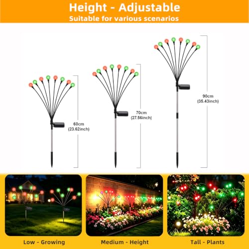 Lapovisu Solar Firefly String Lights Outdoor Red & Green 8 Pack, Waterproof Garden Decor