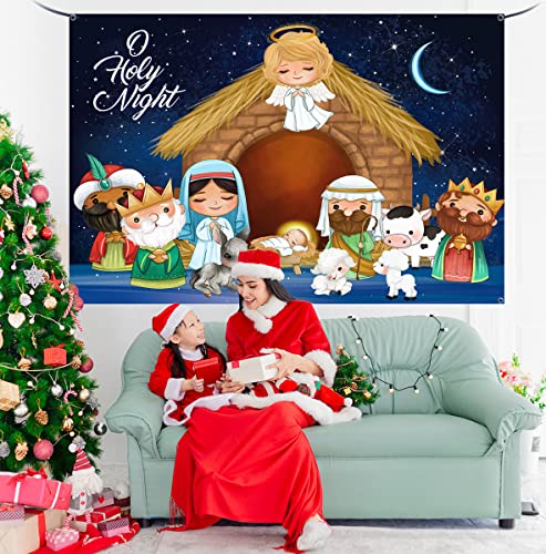 Nativity Backdrop 5x3ft Religious Christmas Scene Decoration banners