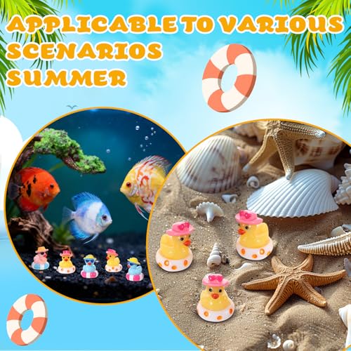 30pcs Mini Summer Resin Ducks, Tiny Hawaii Beach Figurines for Crafts