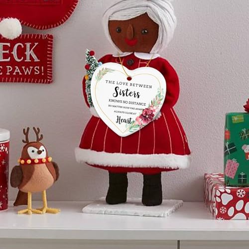 Sister Christmas Ornament 3-Inch Heart Ceramic Gift for Sisters - Love Between Sisters