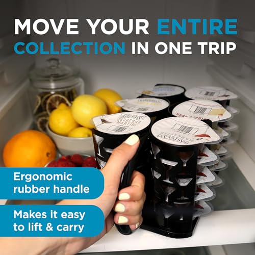 Bartesian Fridge Cocktail Capsule Carrier - Portable Storage Organizer for 30 Mixology Capsules - Stainless Steel Refrigerator Rack Dispenser for Cocktail Maker Machine - 10.5" x 5" x 5"