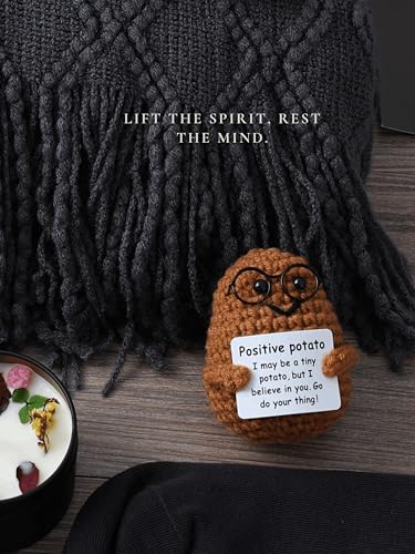 Thoughtful Care Package for Men & Women - Knitted Blanket, Mug, and Positive Potato