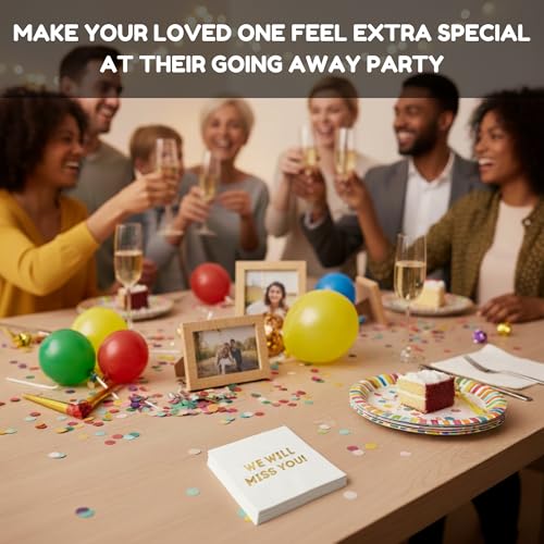 Cloverjoyed 5x5 Inch 'We Will Miss You' Farewell Cocktail Napkins - 50 Pack