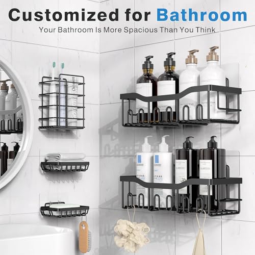 Eudele Adhesive Shower Caddy 5 Pack Rustproof Stainless Steel Bath Organizers