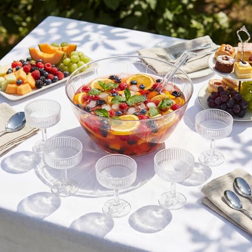 1.8-Gallon Plastic Punch Bowl Set with Ladle and 8 Detachable Cups
