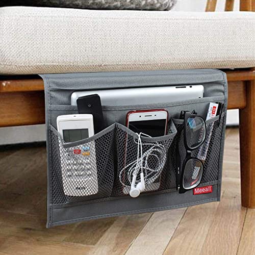 Bedside Caddy Storage Organizer with Pockets for Remote Phones Magazines