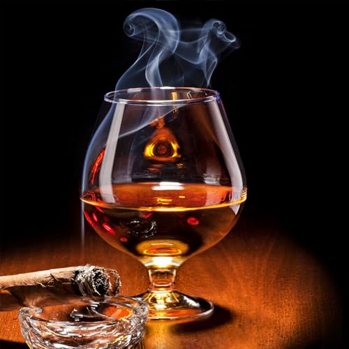 Binsakao 17 oz Set of 6 Short Stem Brandy Glasses for Spirits & Cocktails