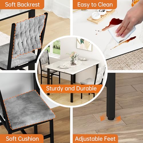 3-Piece Small Dining Table Set with 2 Upholstered Chairs for Kitchen
