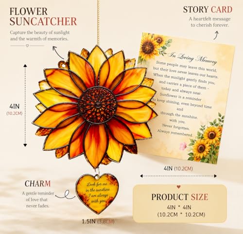 Sunflower Memorial Suncatcher Ornament - Sympathy Bereavement Keepsake