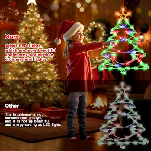 SUPHONOR 16" Christmas Window Silhouette LED Lights Pack (2) Santa Head & Christmas Tree Battery-Powered