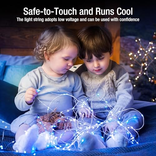 Fairdeer 12 Pack Fairy Lights - Blue & White 7ft Waterproof LED String Lights (3 Modes) Battery Operated